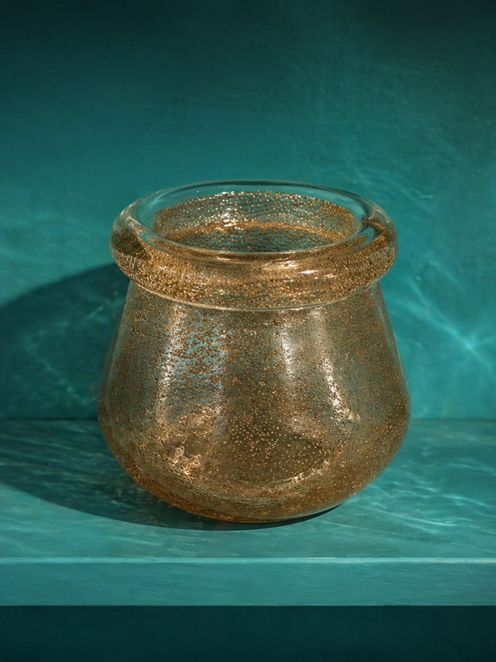 Gold Flecked Glass Candle Holder / Decorative Vase – Elegant Home Decor